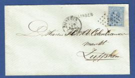 Puntstempel 82 en kleinrondstempel NIJMEGEN met langstempel MILLINGEN op cover naar ZUTPHEN.