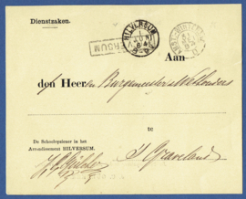 Dienst, HILVERSUM 1884 naar 's Graveland. Haltestempel HILVERSUM.