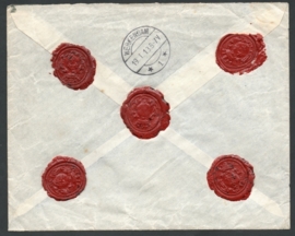Cover met grootrondstempel NOORDDIJK (GRON.) naar WERKENDAM. Aangetekend, waarde, verzegeld met lak.