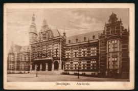 GRONINGEN, Academie. Gelopen kaart.