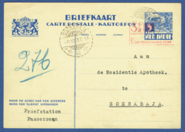 Nederlands indië 1937. Postwaardestuk Geuzendam G60. 2-talige tekst. PASOEROEAN - SOERABAJA. SCHAARS.