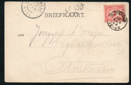 Briefkaart met kleinrondstempel SLOTERDIJK. Op ansichtkaart Sloterdijk.