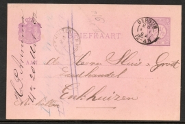 G - Briefkaart met kleinrondstempel BERGUM naar ENKHUIZEN