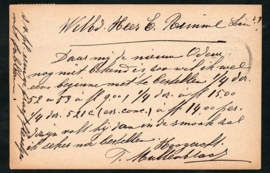 Firma briefkaart ROERMOND 1898 met grootrondstempel ROERMOND naar DEN HAAG.