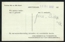 Particulier postwaardestuk bedrukt, AMSTERDAM met vlagstempel AMSTERDAM. Lokaal verzonden.