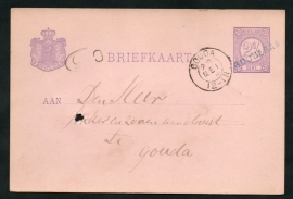 G - Briefkaart met langstempel GOUDERAK en kleinrondstempel GOUDA. naar Gouda.