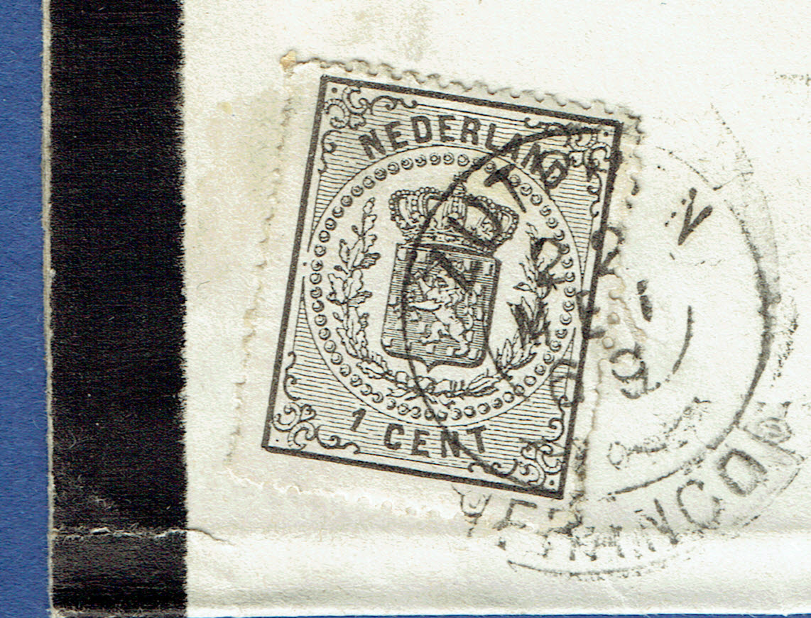 ZUTPHEN 1869. Vouwbrief (omslag) met franco takje ZUTPHEN op 1 cent Rijkswapen zwart naar LEIDEN. TE ZEGELEN, GELDERLAND 11 cent.