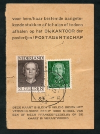 Half postbuskaartje 1952 met nvph 531 en 535.