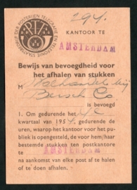 Postbuskaartje AMSTERDAM  1954 met nvph 536.