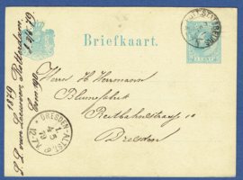 G - Briefkaart met kleinrondstempel ROTTERDAM STATION BEURS naar Duitsland.