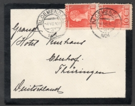 Rouwcover met kortebalkstempel BLOEMENDAAL naar Duitsland.