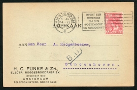 Firma briefkaart AMSTERDAM 1920 met vlagstempel AMSTERDAM naar Schoonhoven.