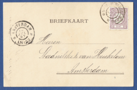 Firma briefkaart MIDDELBURG 1897 met grootrondstempel MIDDELBURG naar AMSTERDAM.