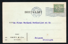 Firma briefkaart UTRECHT 1914 met vlagstempel UTRECHT naar Helpman.