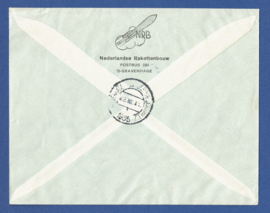Raketpost cover Mercurius 1935. Eerste nachtrakettenvlucht Katwijk aan zee.Met handtekening. Per vuurpijl vliegtuig.