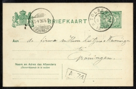 G - Briefkaart met grootrondstempel TOLBERT naar GRONINGEN.