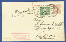G - Briefkaart met bijfrankering van TILBURG naar Berlijn.