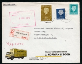 Firma cover VROOMSHOOP 1973 naar Apeldoorn. Geillustreerde en Aangetekend.