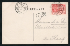 Briefkaart met langebalkstempel / Martinstempel LEEUWARDEN 3 naar `s GRAVENHAGE. Op ansichtkaart LEEUWARDEN, Prinsentuin.