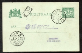 G - Briefkaart met grootrondstempel 1ste EXLOËRMOND naar GRONINGEN.