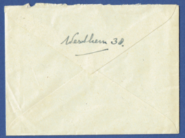 Cover met langebalkstempel OUDEGA WIJMBRITSERADEEL naar Heerenveen.