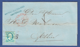 AMSTERDAM 1861. Briefomslag met firma stempel. Lokaal verzonden.