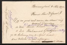 G - Briefkaart met kleinrondstempel BENNINGBROEK naar ENKHUIZEN.