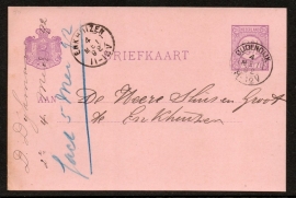 G - Briefkaart met kleinrond OUDENDIJK naar ENKHUIZEN.