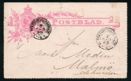 Postblad G 7 met kleinrondstempel NOORDSCHARWOUDE naar Zweden.