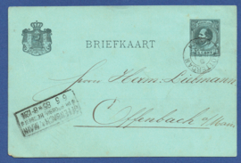 Particulier postwaardestuk ROTTERDAM 1885, C.L. Ringrose & Co. ROTTERDAM naar Duitsland.