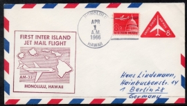 FIRST INTER ISLAND JET MAIL FLIGHT HONOLULU, HAWAII. 1 APRIL 1966.