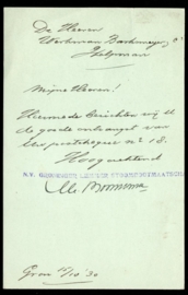 Firma briefkaart GRONINGEN 1930 met vlagstempel GRONINGEN naar Helpman.