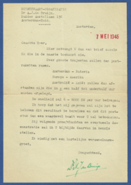 RAKETPOST, Amsterdam 1945. Gestart per 7 mei 1945. AMSTELVEEN. De Bruin. Met brief.