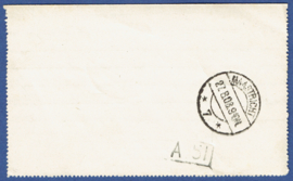 Postblad G 9 met bijfrankering met langebalkstempel DELFT naar MAASTRICHT.