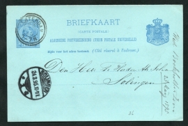 G - Briefkaart met dubbelringstempel AMSTERDAM naar Duitsland.