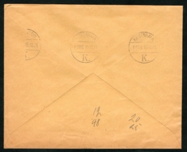 Firma cover ENSCHEDE 1921 met langebalkstempel ENSCHEDE naar Kopenhagen met jubileum 1913.