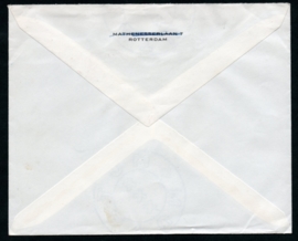 Cover met Roode Kruis zegels (serie) met kortebalkstempel ROTTERDAM - WALENBURGERWEG. Aangetekend.