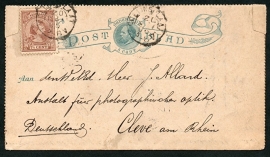 Postblad G 1 met bijfrankering met kleinrondstempel COLIJNSPLAAT naar Cleve, Duitsland.