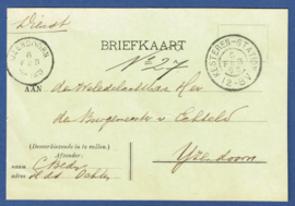 Briefkaart met grootrondstempel KESTEREN-STATION naar IJZENDOORN. Dienst briefkaart.