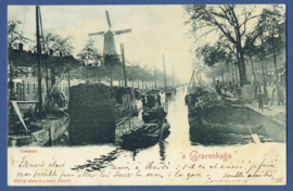's GRAVENHAGE, Veenkade. Gelopen kaart met fraaie frankering.