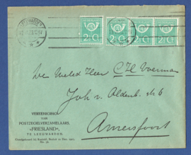 Firma cover LEEUWARDEN 1923 van LEEUWARDEN naar Amersfoort.