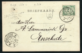 Firma briefkaart EINDHOVEN 1904 met groorondstempel EINDHOVEN naar ENSCHEDE.