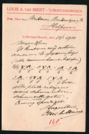 Firma briefkaart 's HERTOGENBOSCH 1914 met langebalkstempel  's HERTOGENBOSCH naar HELPMAN.