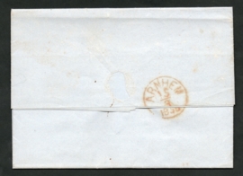 WAGENINGEN 1858. Vouwbrief van WAGENINGEN naar ARNHEM. NA POSTTIJD.