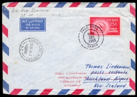 U.S.A. Airmailcover van PAGO PAGO, SAMOA naar Nieuw Zeeland.