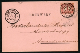 Firma briefkaart DEVENTER 1901 met grootrondstempel DEVENTER naar AMSTERDAM.