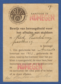 Postbuskaartje NIJMEGEN 1953 met nvph 536.