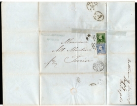 Puntstempel 91 en 2-letterstempel ROTTERDAM op vouwbrief (firma) naar Italië.