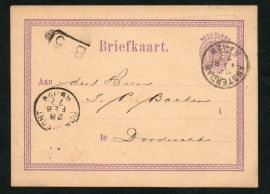 G - briefkaart met 2-letterstempel AMSTERDAM naar DORDRECHT. Firmastempel BRANDVERZEKERING MAATSCHAPPIJ EUROPA.