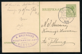 G - Briefkaart met kortebalkstempel BOXTEL naar Tilburg.